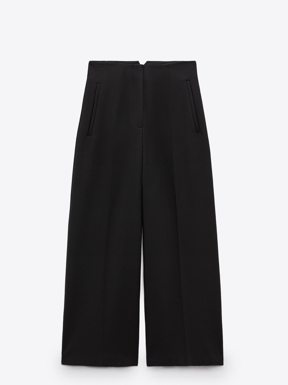 Zara Black Wide-Leg High-Rise Trousers